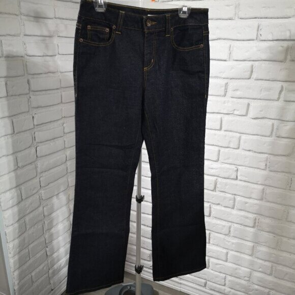 DKNY SOHO Jeans Ladies Size 10S Dark Wash Slight Flare Blue Jeans - Picture 1 of 10